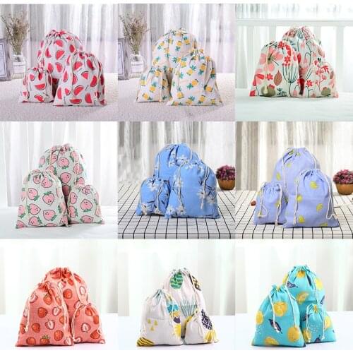 Peach Flamingo Star Drawstring Cotton Linen Storage Bag Christmas Gift Jewelry Organizer Makeup Cosmetic Coins Keys Bags 49002