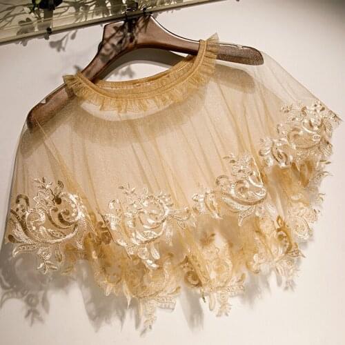 Bolero Wedding Cape for Bride Elegant Floral Wrap Bridal Cape Shawl Vintage Prom Capelet