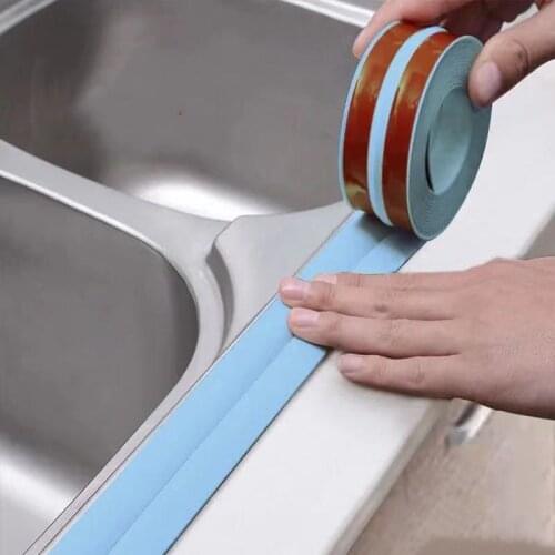 Kitchen Sink Waterproof Silicone Tape PVC Nano Mildew Sealing Strip Bathroom Countertop Toilet Gap Seam Self Adhesive Stickers