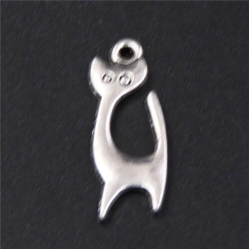 WKOUD 30pcs Silver Plated cartoon cat charm earrings necklaces DIY jewelry alloy pendants findings A385