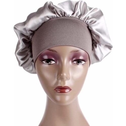 Womens Satin Solid Wide-brimmed Sleeping Hat Night Sleep Cap Hair Care Bonnet Nightcap For Women Men Unisex Cap bonnet de nuit