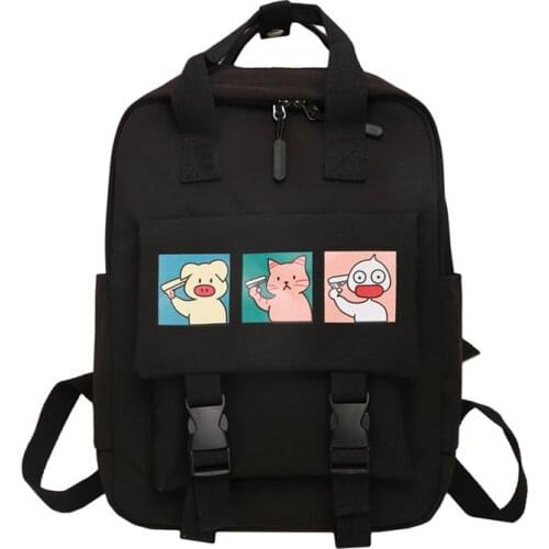 Women Waterproof Nylon Backpack School Bags for Teenage Girl Lovely Cartoon Animal Printing Casual Travel Bagpack Mochila MD0237