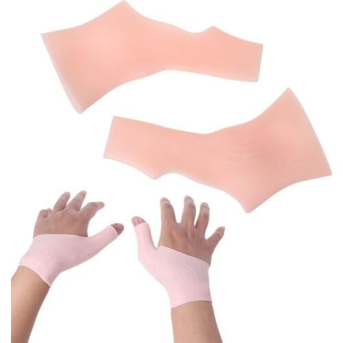 2Pcs/Pair Silicone Gel Wrist Support Braces Fingerless Compression Gloves Thumb Stabilizer for Pain Relief Arthritis Tendonitis