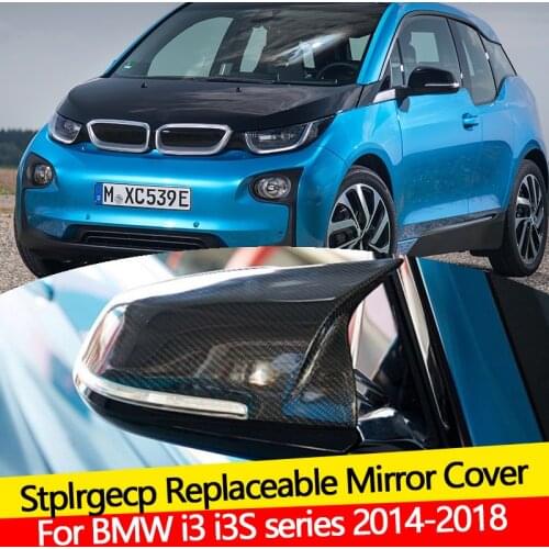 2pcs carbon Fiber Replacement Auto Car Rear View Side Mirror Cover Trim For BMW i3 i3S series 2014-2018