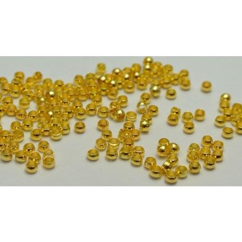 2000 pcs Golden Plated Metal Round 2.0mm Crimp End Beads