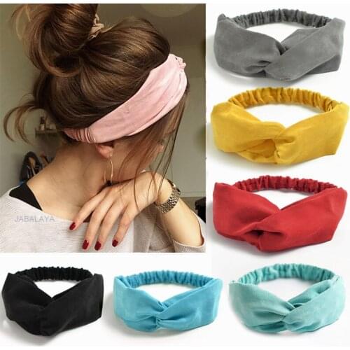 25 Colors Women Suede Headband Vintage Cross Knot Turban Elastic Hair Bands Soft Solid Girls Hairband Headwear Hair Accessories