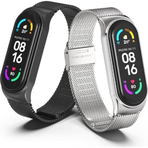 5 Colors 304 Stainless Steel Strap For Xiaomi Mi Band 6/5/4/3 Metal Bracelet Buckle Clasp for Mi Band 4 3 5 6 Strap Wristband
