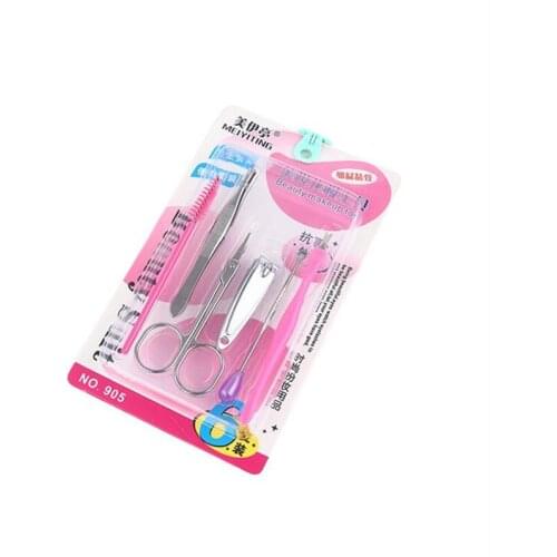 6 PCS/set Nail Art Manicure Tools Set Nails Clipper Scissors Tweezer Knife Manicure Sets Pattern Case For Nail Care