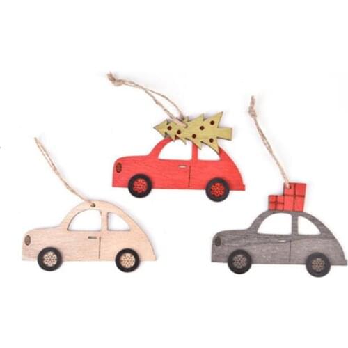 60pcs/lot Wooden Christmas Tree Decorations Elk Car Hanging Pendants New Year Christmas Decorations