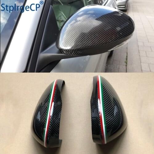 For Alfa Romeo Giulia 952 Stelvio 949 Accessories Real Carbon Fiber Side Mirror Cover Cap Replacement Caps Shell Italian flag