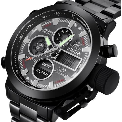 Brand Sport Chronograph Quartz Watches Men Double Movement Military Waterproof Watch Hombre Reloj Zegarek Meski Relogio Peeueno