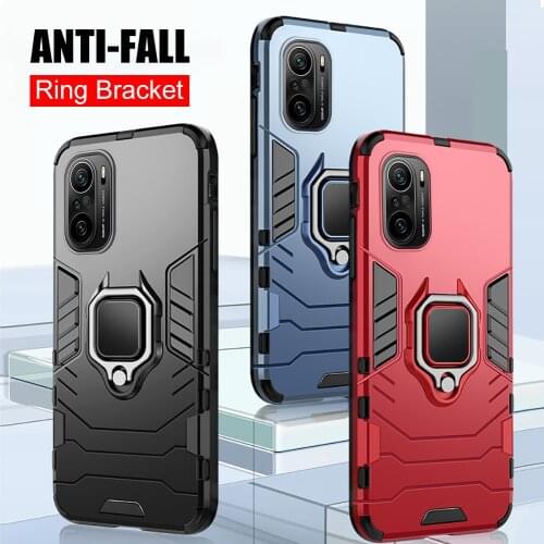 Car Magnetic Ring Armor Case For Xiaomi Poco F3 PocoF3 Pocophone Pocco F 3 3F Bumper Frame Shockproof Stand Phone Covers Coque