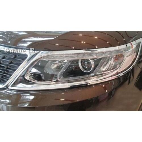 For Kia Sorento 2013 2014 Car Sticker Cover Detector ABS Chrome Front Head Light Lamp Trim Frame 2pcs Accessories