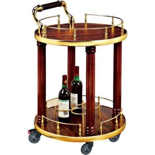 Optional Wine Rack Double Round Plate Luxury Hotel Spade Wine Cart Service Cart