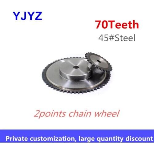 Precision 2 points chain wheel 70teeth 04C/25H chain wheel quenching factory direct sales pitch 6.35MM