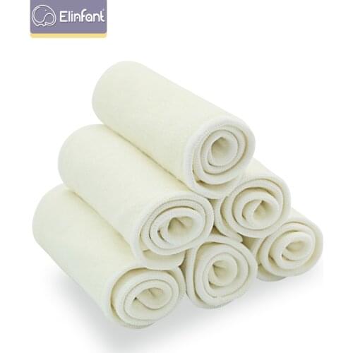 Elinfant 10 Pcs 4 Layers Bamboo Fiber Diaper Insert Washable Super Comfortable Nappy Insert 35×13.5cm for Cloth Diaper&covers
