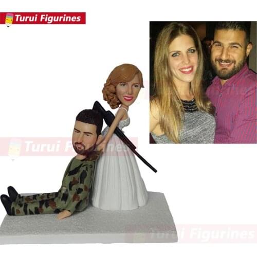 HOT SALE FUNNY ROMANTIC WEDDING CAKE TOPPER FIGURE BRIDE GROOM COUPLE BRIDAL Groom hooked