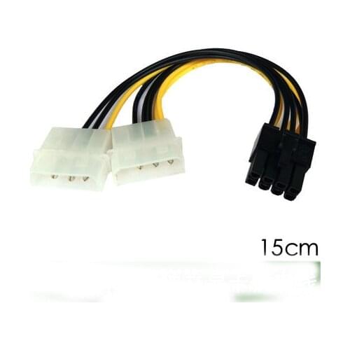 Hot 6 inch 2 x Molex 4 pin to 8-Pin PCI Express Video Card Pci-e ATX PSU Power Converter Cable - Molex to Pcie 8 pin Adapter