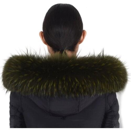 Real Raccoon Fur Collar Womens 100% Natural Fur Gray Collar Real Fur Shawl Raccoon collar Fur scraves 60/70/75cm