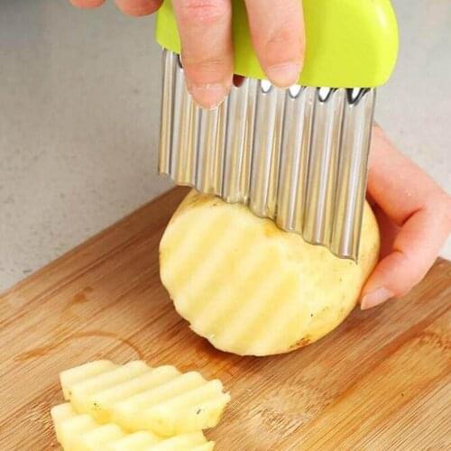 Potato Cutter Wave Shape Stainless Steel Potato Chips French Fries Tool Kitchen Vegetable Cutting Tool Barbecue Gadget