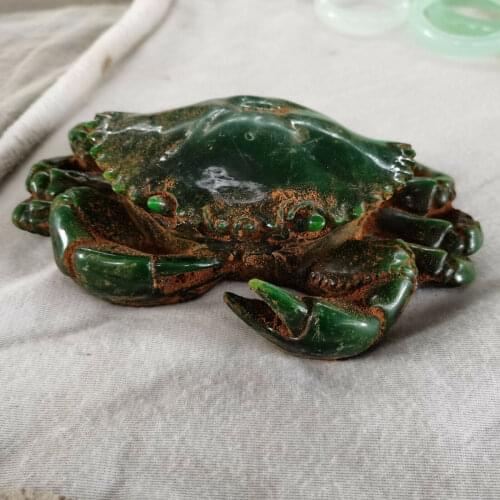 Chinas Old Jade Carved green Jade Crab