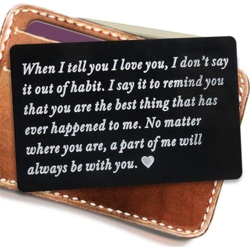 Engraved "When I Love You"Wallet Card Wallet Insertt to Love,Husband /Boyfriend/couple gift Anniversary Gift for Boyfriend