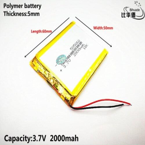 Liter energy battery Good Qulity 3.7V,2000mAH,505060 Polymer lithium ion / Li-ion battery for TOY,POWER BANK,GPS,mp3,mp4