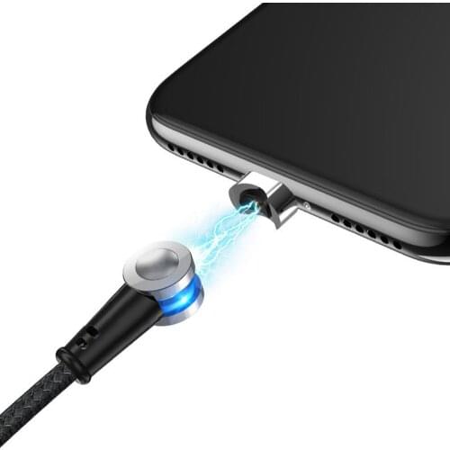 180º Rotate Magnetic USB Cable Magnetic Phone Charger For iPhone 11 X Huawei Charging Cord LED Micro USB Type C Phone Cable