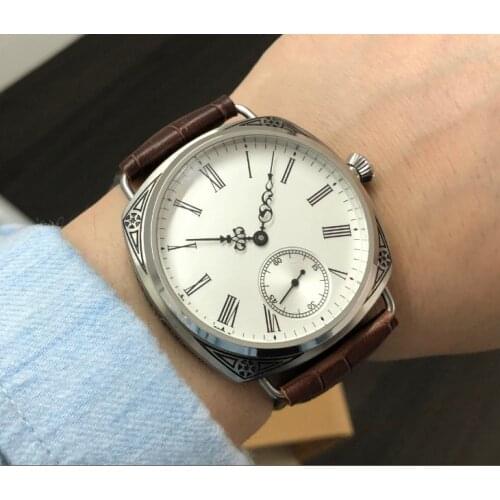 47mm GEERVO Asian 6498 17 jewels Mechanical Hand Wind movement carving decorative pattern case Mechanical watch gr229-g8