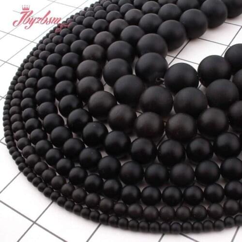 Frost Matte Brazil Agates Black Round Beads 4/6/8/10/12mm Natural Stone Beads For DIY Necklace Jewelry Making 15" Free Shipping