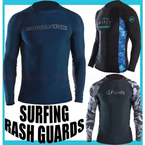 MENS RASH GUARDS BEACH LONG SLEEVES SURFING SWIMMING TOP SHIRTS WATER SPORTS GYM WETSUITS QUICK-DRYING UV PROTECTION QUICK-DRY