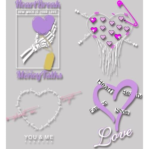 Love Heart DIY Appliques Stickers on Clothes Garment Accessories Custom own design Heat Transfer PVC Patch