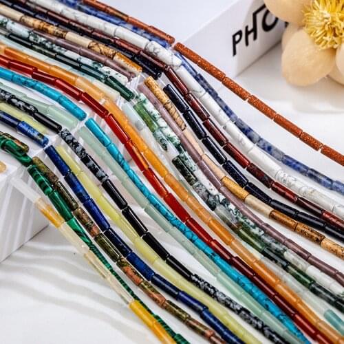 Natural stone lapis lazuli small tube beads 4x13mm semi-precious stones malachite small beads made necklace DIY bracelet 39cm