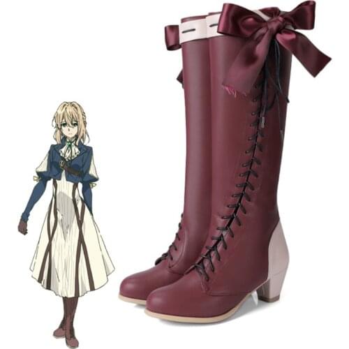 New Anime Violet Evergarden Cosplay Shoes Violet Evergarden Boots Zipper-up Halloween Carnival Party Shoes for Women Size 35-45