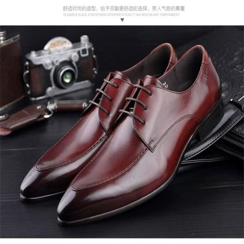 New style mens shoes, British pointed toe leather breathable single leather shoes, dress shoes, wedding shoes