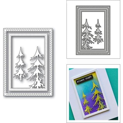 New Christmas Pine Forest Frame 2020 Metal Cutting Dies for DIY Scrapbooking Decorative and Card Making Embossing Craft No Stamp