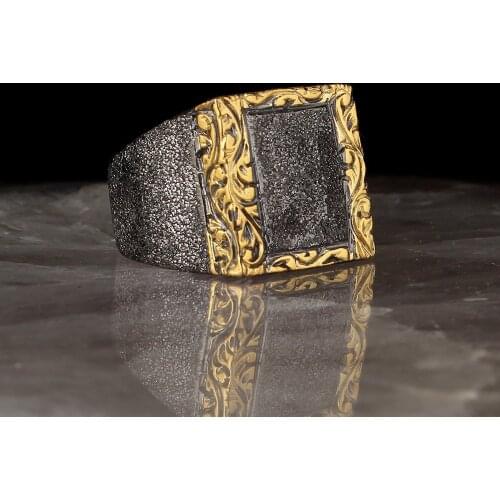 Blasting Technology Crafted With Pen İşçilikli Edging Plating Silver Ring