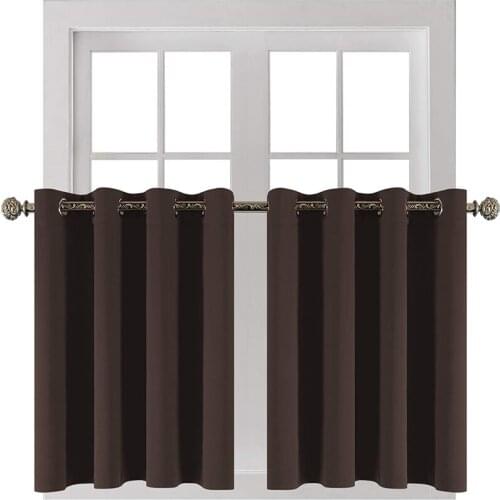 Blackout Short Curtains for Living Room Bedroom Kitchen Window Treatments Small Curtains Coffee Color Home Decoration Drapes