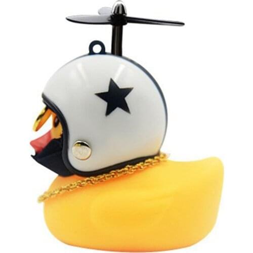 Car Duck With Helmet Pendant Small Yellow Duck Road Bike Motor Helmet Riding Cycling Accessories Without Lights Decoration
