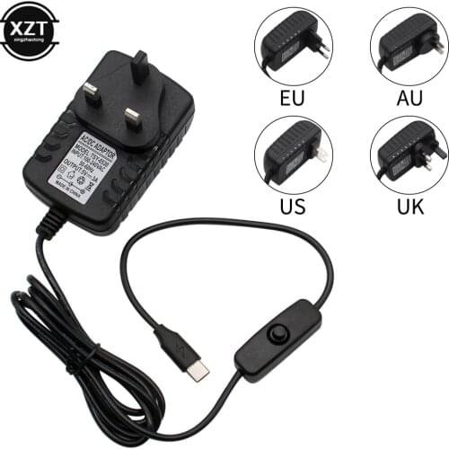 Raspberry Pi 4 Type-C Power Supply 5V 3A Power Adapter With ON/OFF Switch EU US AU UK Plug Charger for Raspberry Pi 4 Model B