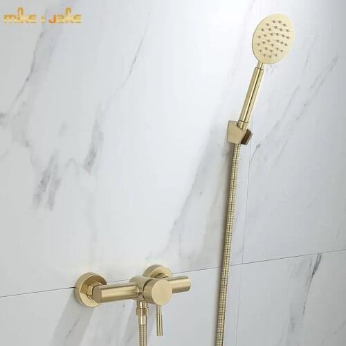 Luxury gold brush stainless steel shower faucet mixer shower faucet bathroom wall bath faucet with hand shower bathroom shower