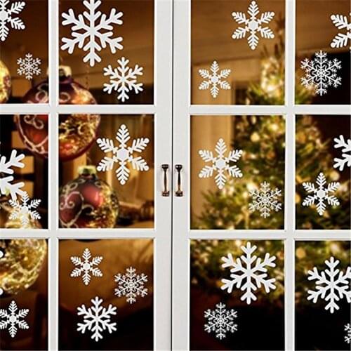 Christmas Window Decals Snowflake Pattern Self-Adhesive PVC Waterproof Wall Background Stickers for Christmas Windows Decor