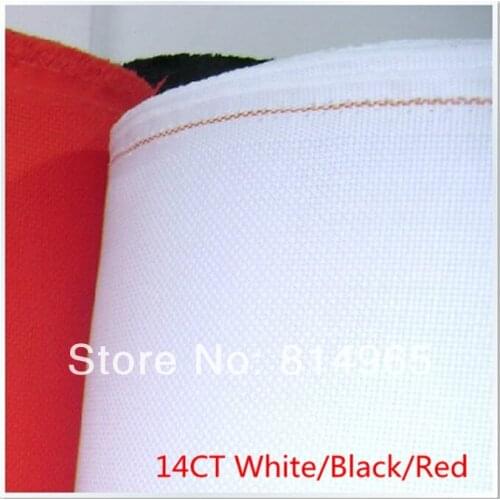 Top Quality Aida Cloth 14CT(14Count) Size:150X50cm White/Black/Red Cross Stitch Fabric Free Shipping