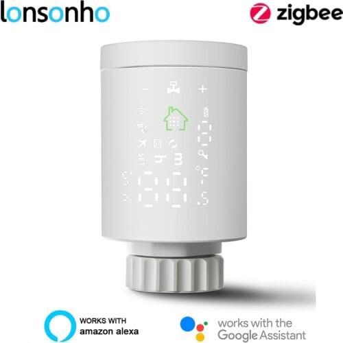 Lonsonho Tuya Zigbee Smart Radiator Thermostat Valve Temperature Controller Programmable Compatible ZHA Zigbee2MQTT Deconz