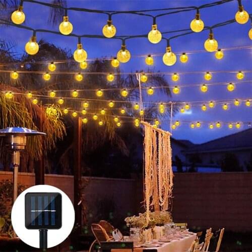 5M 10M Solar Lamp Crystal Ball Globe Waterproof LED Solar String Light Bulb Garden Christmas Decor Outdoor Solar Light Garland