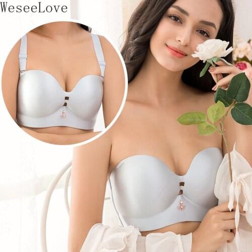 WeseeLove Sexy Women Strapless Bra Invisible Breast Lift Up Leopard Seamless Breathable Wireless Brassiere Wrapped Plus Size