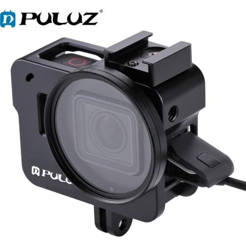 PULUZ CNC Aluminum Alloy Housing Shell Protective Cage Hard case With 52mm UV Lens For GoPro HERO(2018) /7 Black /6 /5