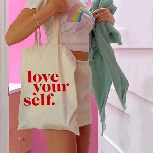 Womens Canvas Bag Women Shoulder Bag Ulzzang Harajuku Cotton Shopping Bag Shopper Ladies Reusable Hand Bags Tote Bags