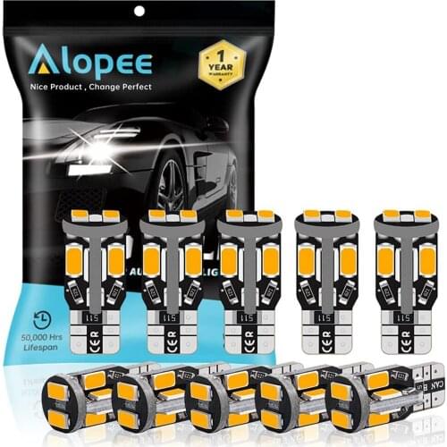 10-Pcs T10 194 168 W5W 2825 10 SMD LED Light White / Yellow Canbus 12V For Car Map Dome Courtesy License Plate Side Marker Light