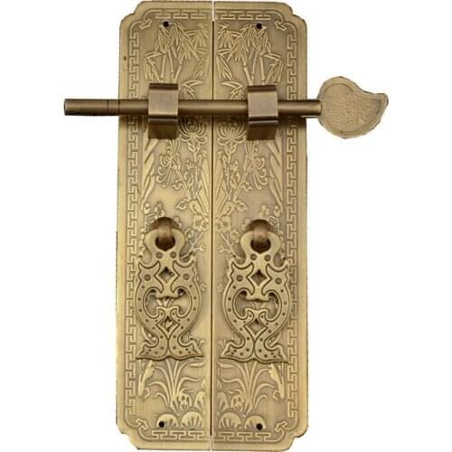 13cm/16cm Door handle Chinese style Retro Pure copper Antique Chinese furniture handle Cabinet Pair straight handle